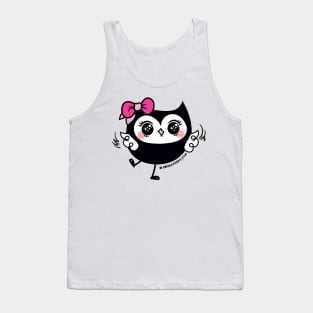 cute kawaii owl with pink ribbon and big bing bing eyes Tank Top